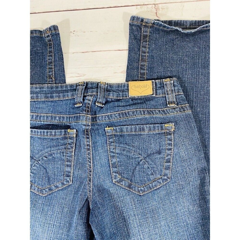 Behold Amber Jeans Juniors Size 7 Low Rise Blue Bootcut Teen Denim Pants - Picture 7 of 8